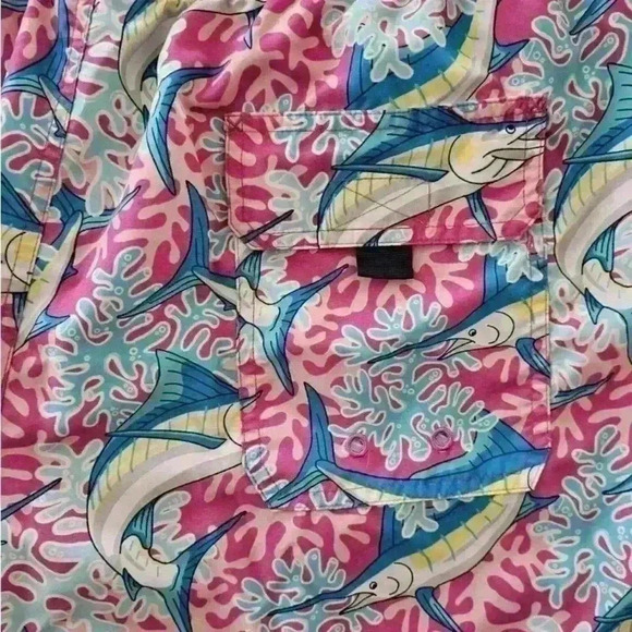 Vineyard Vines Marlin & Coral Chappy Trunks Boardshorts 7" Mens L - Picture 3 of 6